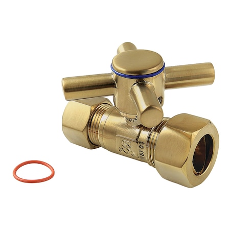 Kingston Brass 58Inch OD Comp x 12Inch OD Comp Straight Shut Off Valve, Brushed Brass CC44457DX